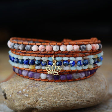 Loving Lotus Amazonite And Amethyst Wrap Bracelet-Your Soul Place